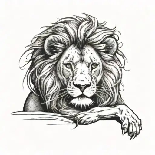 Sad Lion With A Little Girl