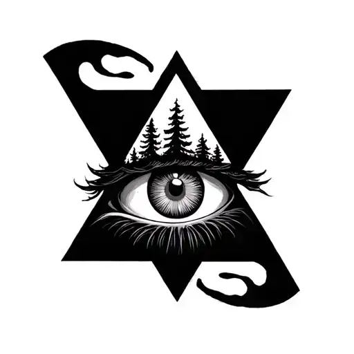 All Seeing Eye Inside Triangle And Forest