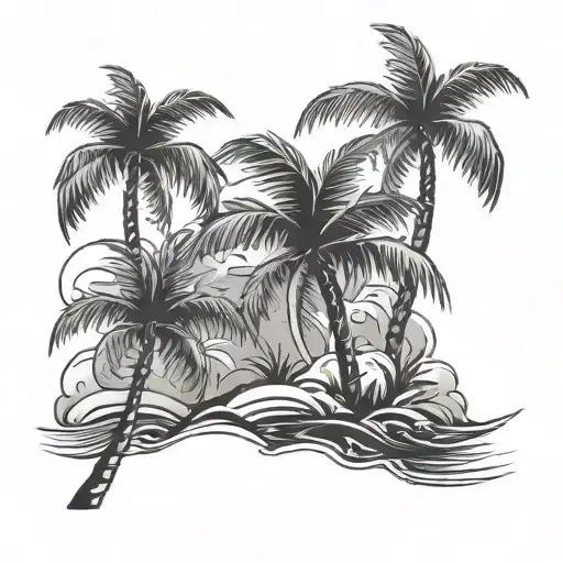 Palm Tree And Water Darken Everything