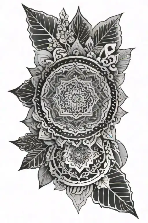 Mandala With Geometric Background Sleeve