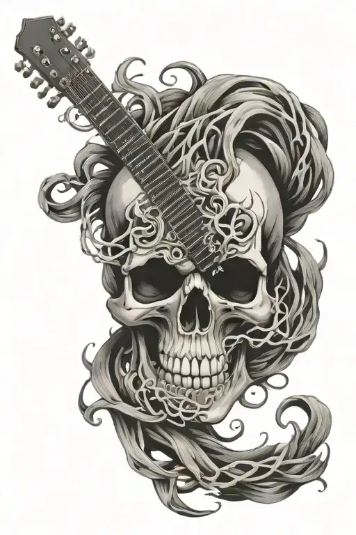 Skull Fire Guitar Intertwined