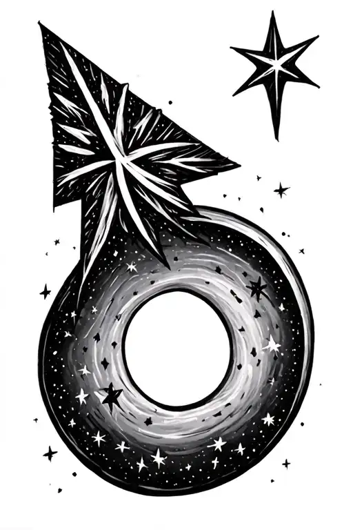 A Semicolon Made Up Of Stars Inside An Arrow