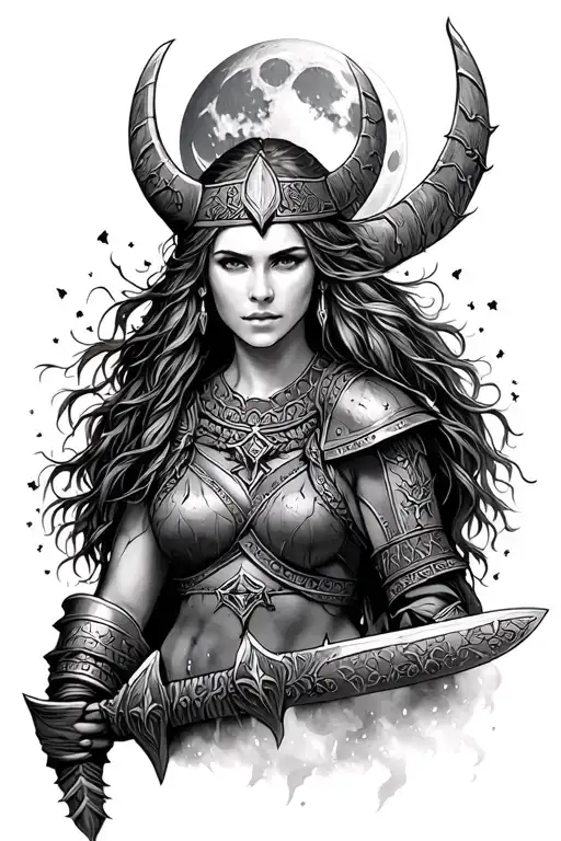 Female Viking Warrior Forest Moon