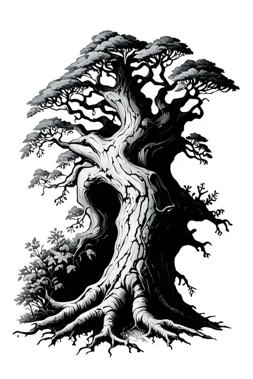 Tree Without Leaves With Root Growing