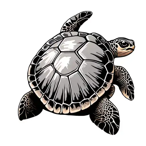 Sea Turtle With The Shell In The Shape Of Kauai