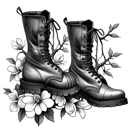 Willow Tree Boots With Magnolias And A Guitar