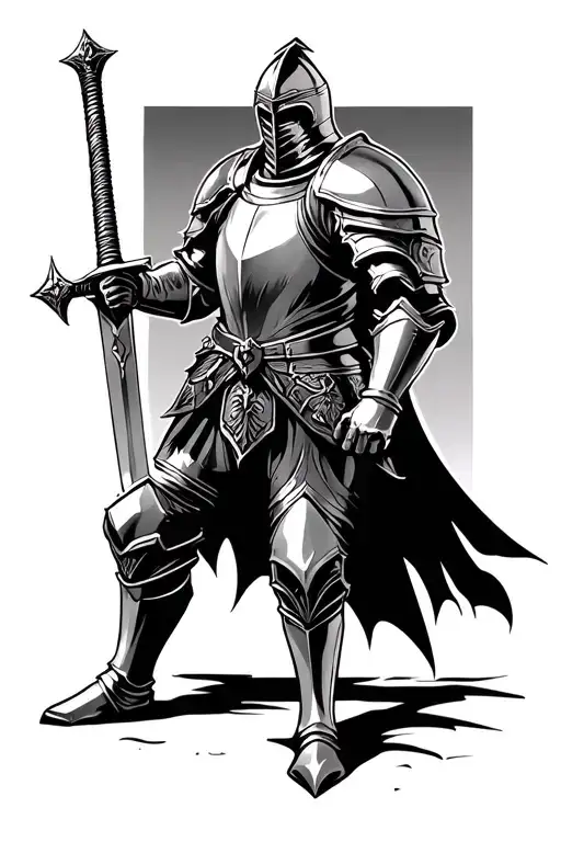 Knight In Armour Holding A Sword On Battle Scene
