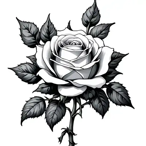 White Rose Blooming From Thorns