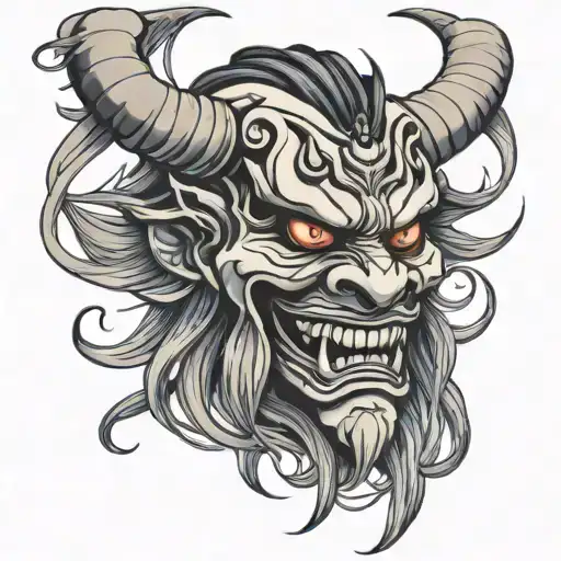 Full Color Hannya Mask With Dreadlocks
