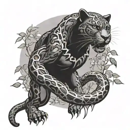 A Black Panther Fights A Snake In Full Growth