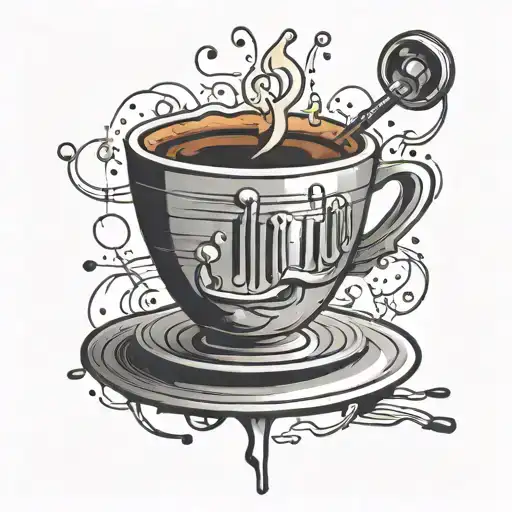 Radio Antenna Shaped Like A Coffee Cup With Steam Forming Music Notes