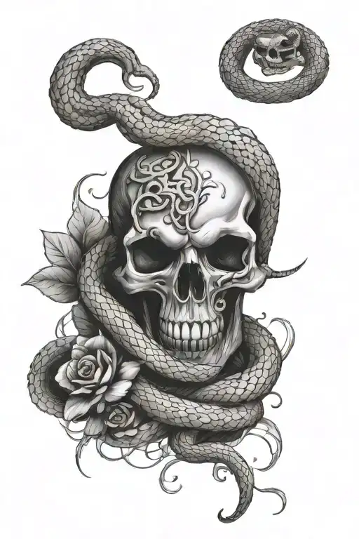 Skull And Snake Intertwined