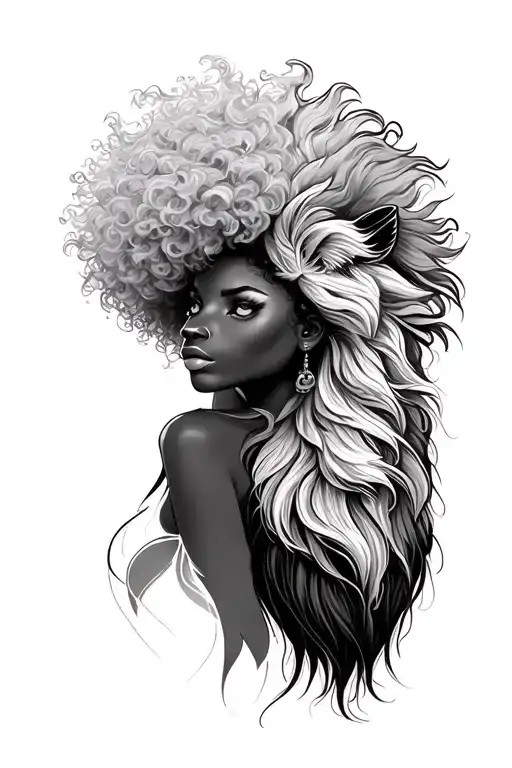 Lion And Afro Women