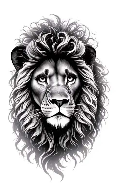 Lion And Afro Women Face