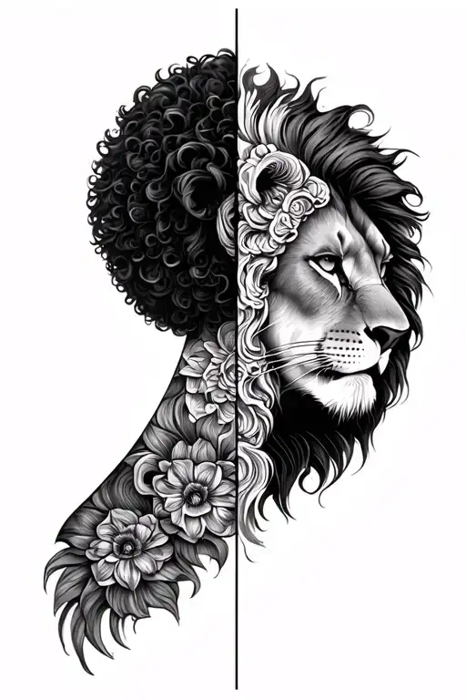 Half Lion And Half Afro Women