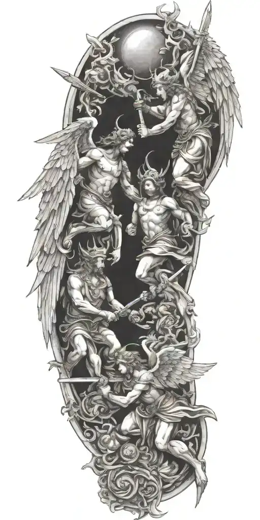 Angels Fighting Devil Sunshine Cross