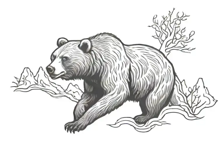 Grizzly Bear Chest Tatto Design
