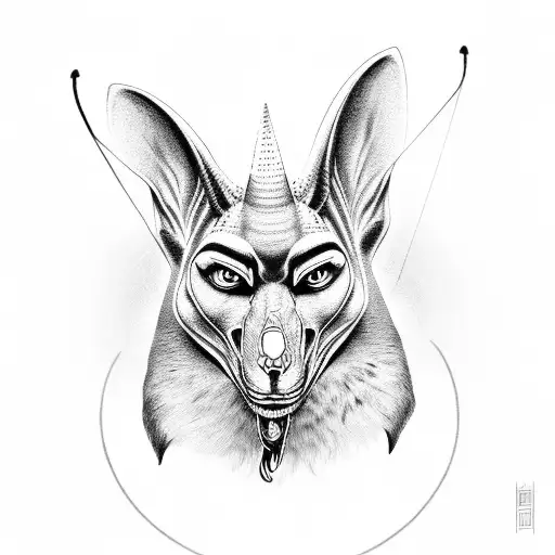 Anubis Portrait With Ankh Symbol