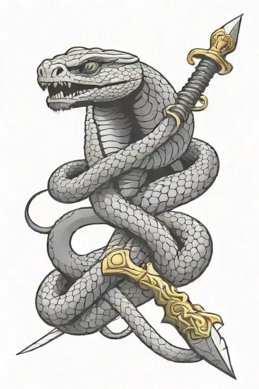 Cobra Wrapped Around Sword