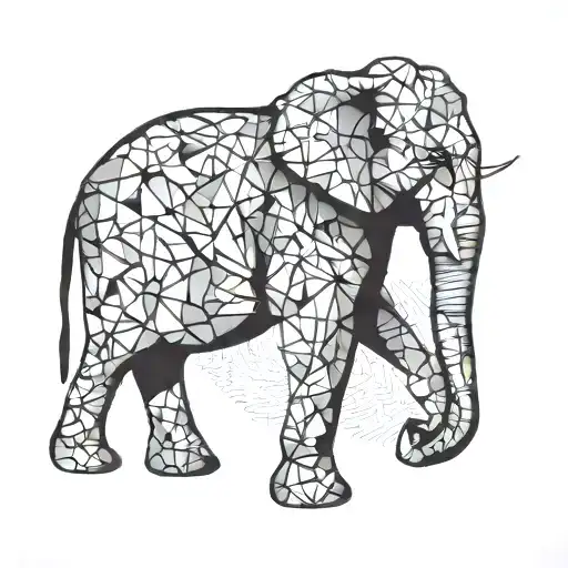 An Elephant Silhouette With Abstract Geometric Designs Inside