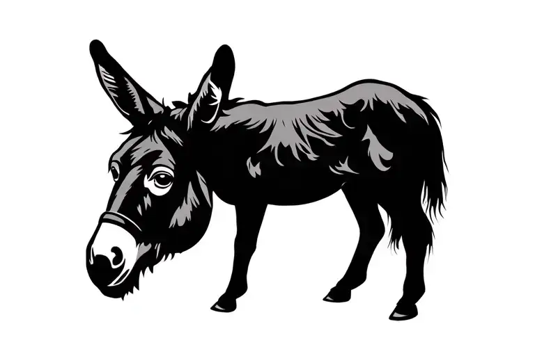 Black Silhouette From A Donkey Tattoo