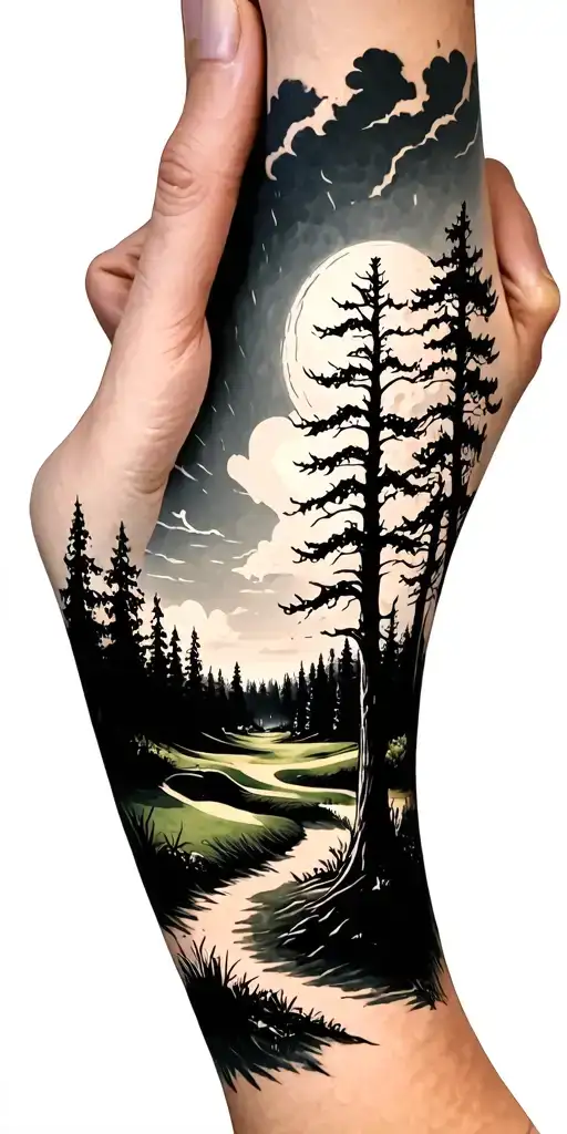 Creepy Forest Scene With Stormy Sky Golf Course Golf Ball