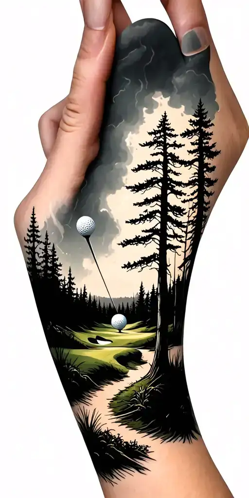 Creepy Forest Scene With Stormy Sky Golf Course Golf Ball
