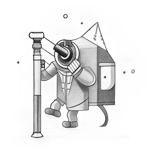 Cartoon Figure Using A Telescope