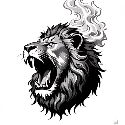 Lion With Breath Coming Out Of Its Mouth