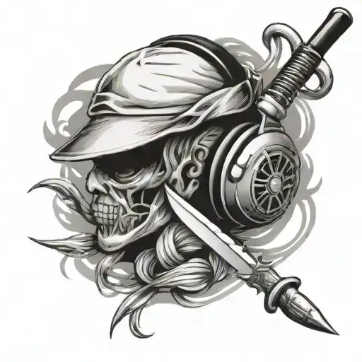 Headphones Chef Knife Intertwined