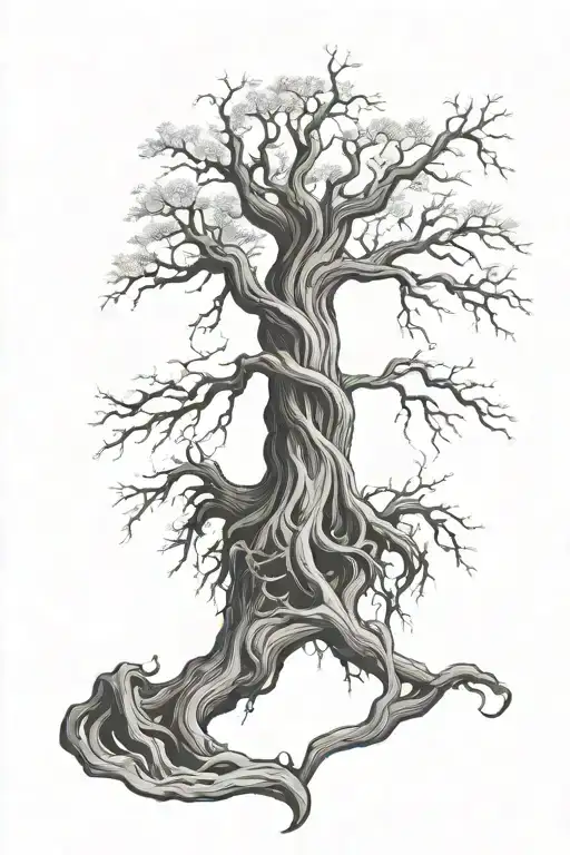 Hour Glass Gnarled Tree With Twisted Branches