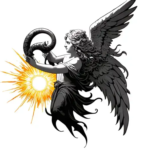 Angel With A Horn And Sun Shining