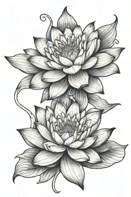 Water Lily And A Lily Intertwined With A Sash That Says Peace And Love