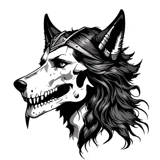 Viking Woman With Wolf Skull