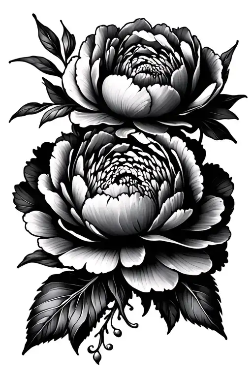 Peony And Fine And Delicate Floral Ornaments