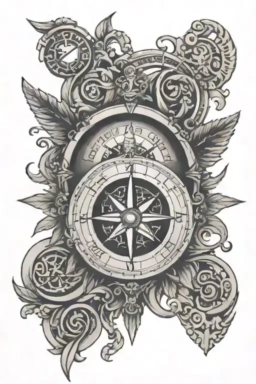 Roman Numerals Forming A Compass Design