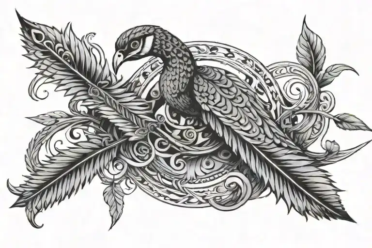 An Arrow With Its Tail As A Peacock Feather And It's Body As A Sword Which Is Wrapped By A Snake