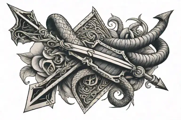An Arrow With Its Body As A Sword Which Is Wrapped By A Snake