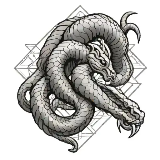 A Geometric Representation Of The Aries Zodiac Sign With A Snake Weaving Through It