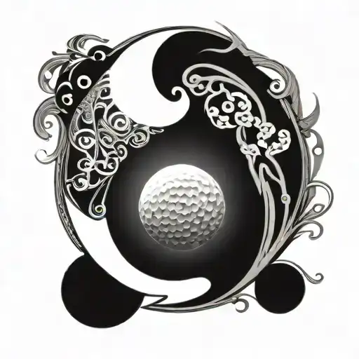 A Yin Yang Symbol Incorporating Elements Of Golf And Rennrad To Symbolize Balance And Harmony