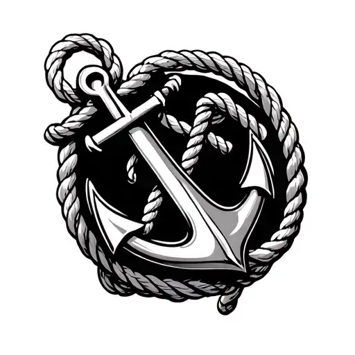 Anchor And Rope On Bottom