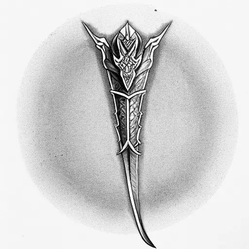 A Sword With Scales At The Hilt