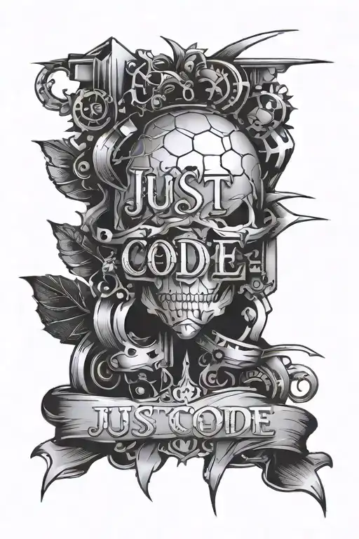 The Text 'Just Code' In Black And Blue With Ciber Style