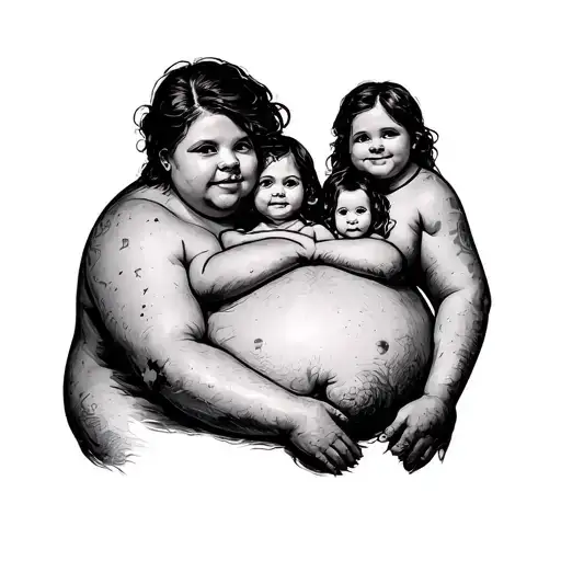 Tattoo On The Left Fat Representing The Sign Of My 3 Children