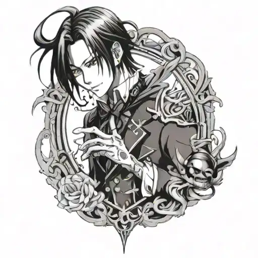 Sebastian From Black Butler With His Demon Sign