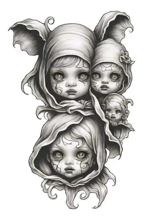 Scary Baby Doll Faces Peeking