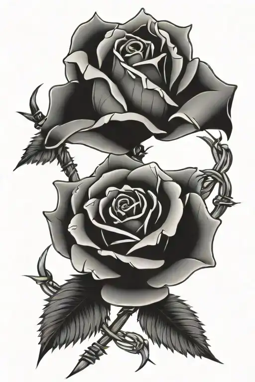 Rose With Barbed Wire Wrapped Around Its