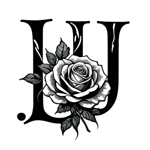 Letter L L H J With Rose