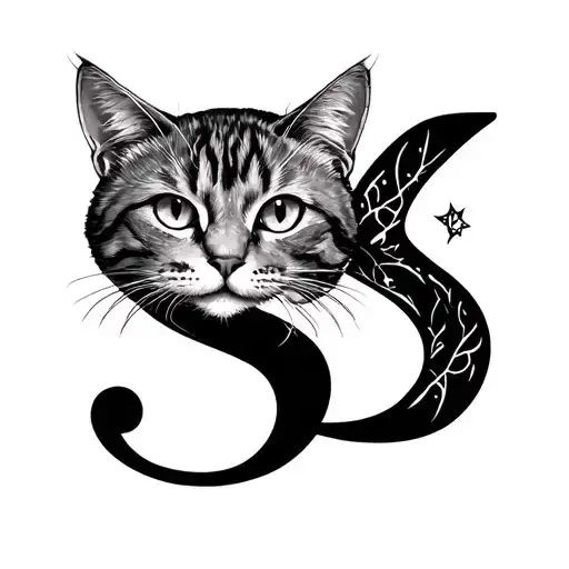 Cat And Letter S And Letter L