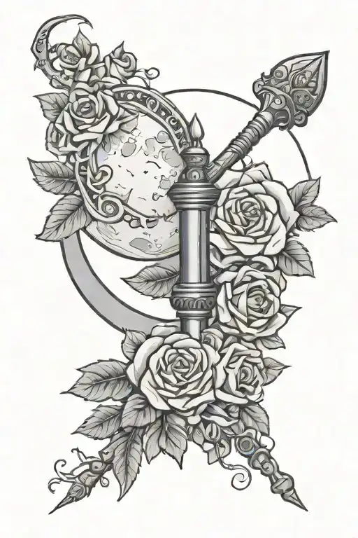 Moon Scepter Surrounded By Roses
